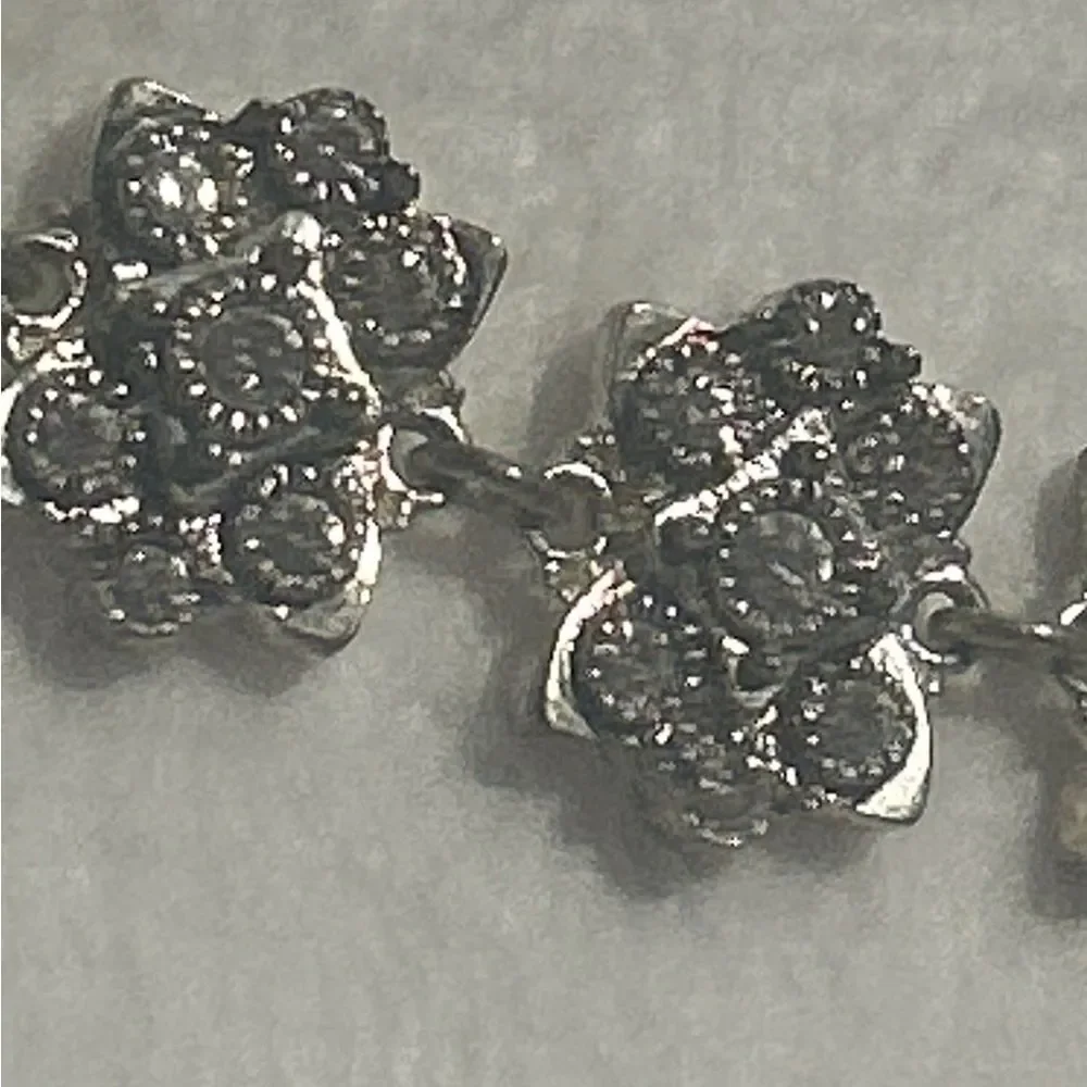 Vintage 90s Y2K Silver Rhinestone Floral Necklace Choker Elegant Statement